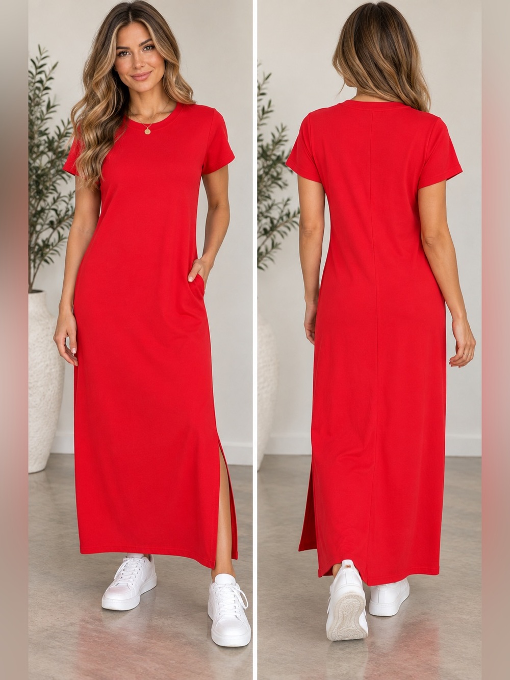 Spanx Air Essentials Maxi Dress in Spanx Red Size Medium